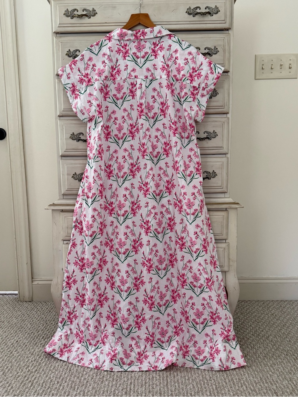 Crown & Ivy Pink Boho Floral Cotton Pocketed Midi Dress - Picture 3 of 6
